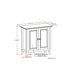 Simplihome amherst solid wood 32 inch wide transitional low storage cabinet in hickory brown for the living room entryway and family room  urban country home decor