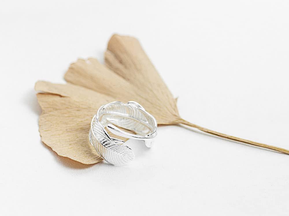 Anello Regolabile,S925 Anello Di Piume In Argento Sterling Anelli Regolabili Anello Aperto Minimalista In Argento Anello Per Il Pollice Anello Di Eternità Fascino Di Nozze Gioielli Re