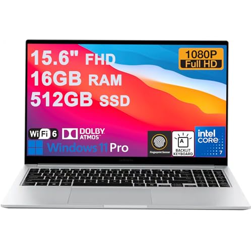 Samsung Galaxy Book 4 Business AI Laptop 15.6 FHD IPS Intel 10-core Ultra 7 150U (Beats i7-1335U) 16GB RAM 512GB SSD Backlit Fingerprint for Creator Designer Business Professional Win11Pro