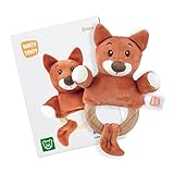 DONTY-TONTY Wood Baby Rattle Toy - Woodland Animals Soft Plush Shaker Toy with Natural Wooden...
