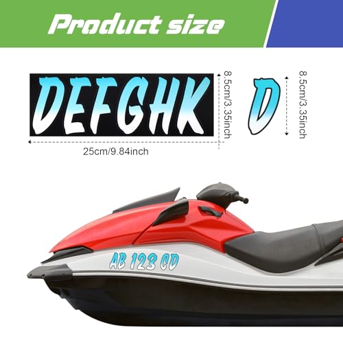 Image of MotiMind 30 Pcs Boat Registration Numbers 0 to 9 and Name Decal Letters A to Z Waterproof Marine Boat Registration Numbers Custom Vinyl Stickers for Yachts Personal Watercraft(Gradient,Blue)