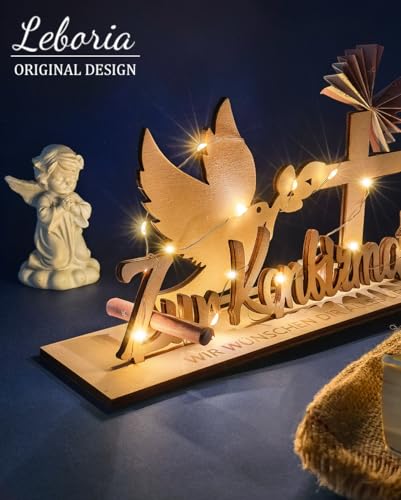Geschenke zur konfirmation Mädchen Jungen, Geldgeschenk Konfirmation aus Holz mit LED Lichterkette, Also Tischdeko & Deko, Konfirmationsgeschenke für Jungs Mädchen