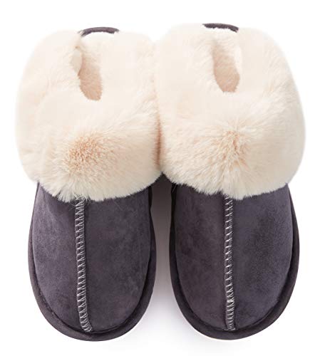 Donpapa Pantufa feminina de espuma viscoelástica macia e quente, antiderrapante, aconchegante de pel