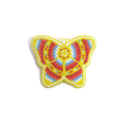 Beaded Hair Clips Native American Style Handmade Collection (Yellow Butterfly)