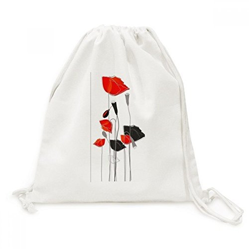 Sac à dos cordon voyage Pavot Fleurs Rouges peinture d'art abstrait en toile