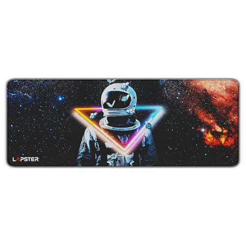 Image of Lapster Astronuat Desk mat (800 mm x 300 mm x 2 mm) Mouse pad Gaming | Mouse mat | Curated Stitched Edges| Non-Slip Rubber Base|Keyboard and Mouse pad for Home & Office(astronuat)