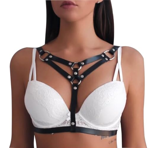 BDSMJOY Sm Geschirr Damen sexy Brust Fesselgurt Harness Erotik Gothic Punk Dessous Accessories verstellbar Gürte Fetisch Leder Strappy Clubwear