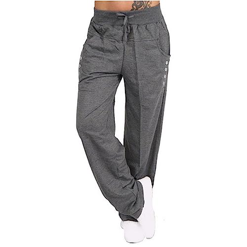 High Waisted Pants for Women 2025 Summer Flowy Pant Casual Wide Leg Joggers Gym Hiking Trouser with Pockets