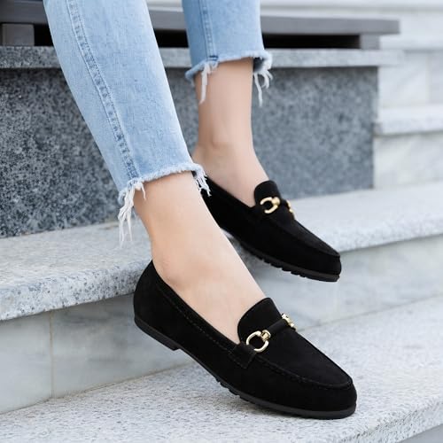 Image of HARENCE Loafers for Women Comfortable Slip On Business Work Flats Shoes Casual Driving Moccasins Penny Loafer
