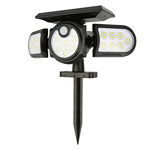 AJEERD Luz de parede solar de três cabeças Iluminação de jardim Luz de parede solar de alta luminosi