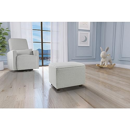 Image of Evolur Holland Upholstered Ottoman in Harbor, Foot Rest Stool for Nursing Moms, Tool-Free Assembly, Made for Every Decor