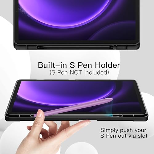 Image of TGK Smart Flexible with Pencil Holder Trifold Back Flip Stand Case Cover for Samsung Galaxy Tab S9 FE 10.9 Inch /Tab S10 FE 10.9 inch Black