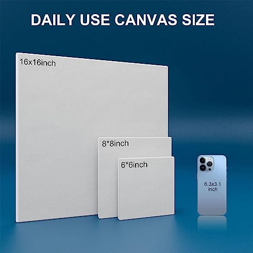image for Artkey Stretched Canvases for Painting 8x8 Inch 7-Pack, 10 oz Triple P