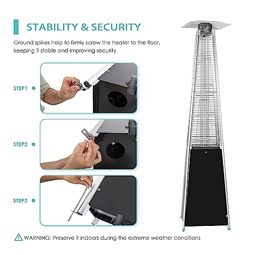 Image of Nuu Garden 48,000 BTU Outdoor Propane Patio Heater with Glass Tube, Black