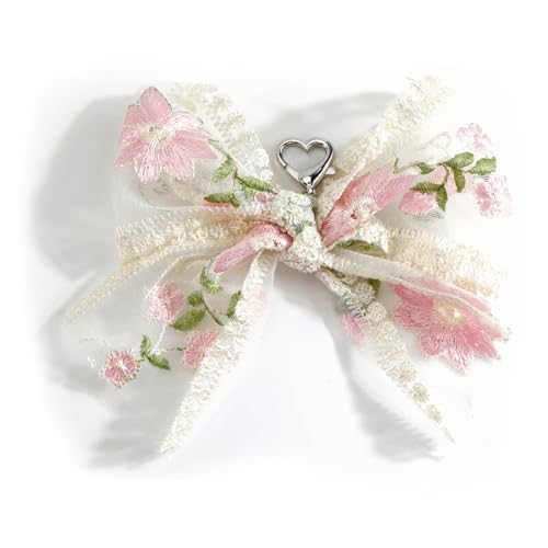 SHTALHST Bow Keychain for Women Elegant Lace Bow Keycharm with