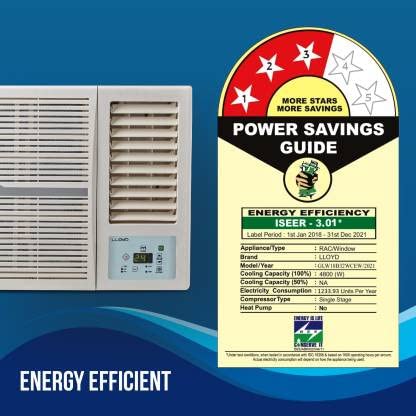 Image of Lloyd 1.5 Ton 3 Star Window AC (Copper, Clean Air Filter, 2021 Model, GLW18B32WCEW, White)