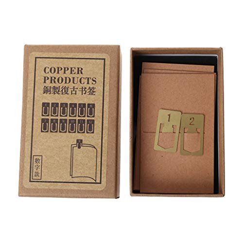 Lwl220 12Pcs Brass Bookmarks Number Metal Index Clamp Line Book Marker Stationery School Supplies Gift