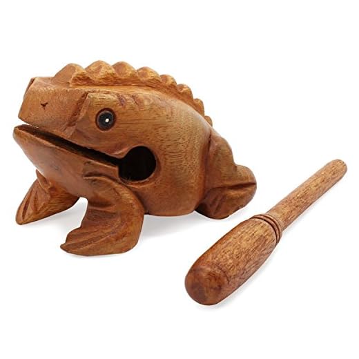 Aussel Guiro rana que croa de madera con martillo, Instrumento musical de sonido bloque, Feria de Instrumentos de percusión Comercio (12.7CM)