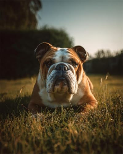 Kit broderie perlée bouledogue toile imprimée 9CT anti-stress facile