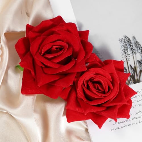 Broche decorativo floral rojo para cabello miniatura 4