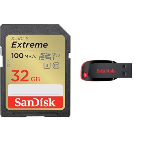 Image of SanDisk Extreme SD UHS I 32GB Card for 4K Video for DSLR and Mirrorless Cameras 100MB /s Read & 60MB /