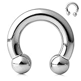 VCMART Internally Threaded Circular Barbells Horseshoe 4G 12mm 316L Surgical Steel Pierced Body Jewelry Sold Individually