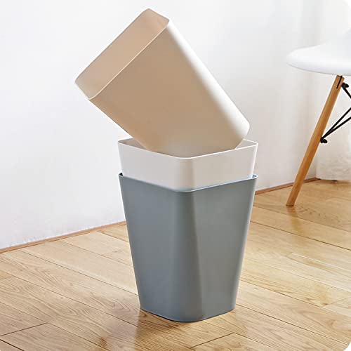 Rejomiik Small Trash Can, 1.6 Gallon Plastic Slim Waste Basket Garbage Can Container Bin For Bathroom, Office, Bedroom, Kitchen, Home, Kids Rooms, Square, Grey #TOP3