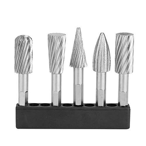 5PCS Carbide Burr Set, Heavy Duty Burr Files Tool Metal Die Grinder Bits High Speed Steel Die Grinder Bits for Carving Polishing Engraving
