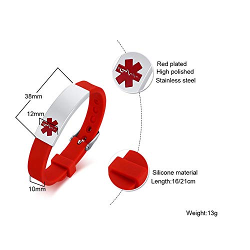 Pulseras de alerta médica ZKXXJ de silicona para emergencias 6