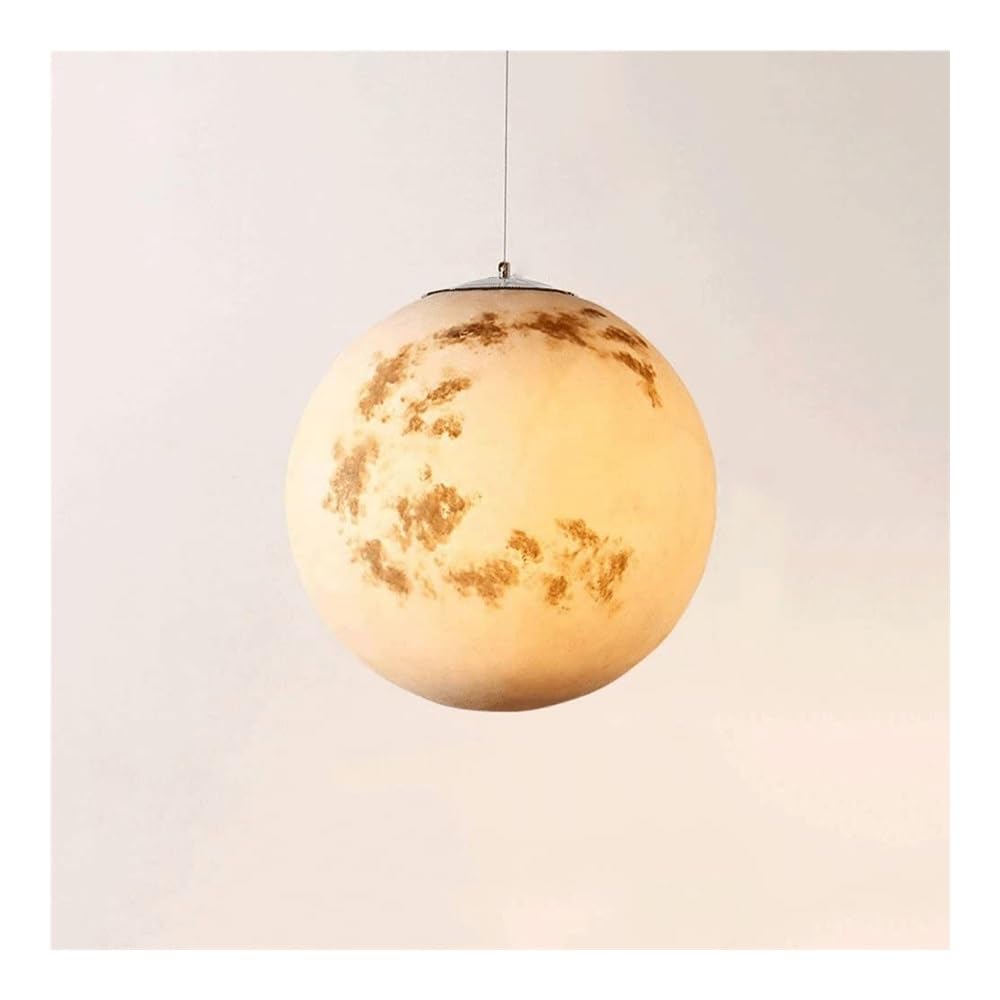 CZYLJLK Nordic Creative Resin Ceiling Pendant Light Universe Earth Sun Moon Venus Jupiter Uranus Mars Saturn E27 Lampshade Suspension Wire Lights for Cosmic Ambiance (Size : Moo