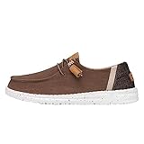 Hey Dude Women's Wendy Washed Canvas Brown Size 8 | Women's Shoes | Women's Slip-on Loafers | Comfortable & Light-Weight