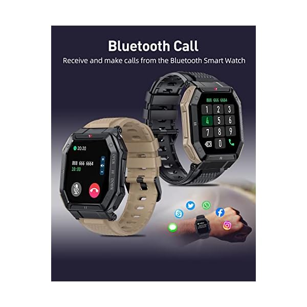 PODOEIL Military Smart Watch for Men with Call (Answer/Make), Outdoor Tactical Sports Smartwatch, Rugged 1.85" HD Big Screen Fitness Tracker, Health Sleep Monitor, Compatible with Android iOS Samsung - Image 3