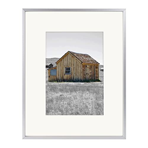 Golden State Art, 8X10 Aluminum Photo Frame For 5X7 Pictures With Ivory Mat Easel Stand For Tabletop Display - Wall Display - Great For Weddings, Graduations, Events, Portraits (Silver, 1-Pack) #TOP9