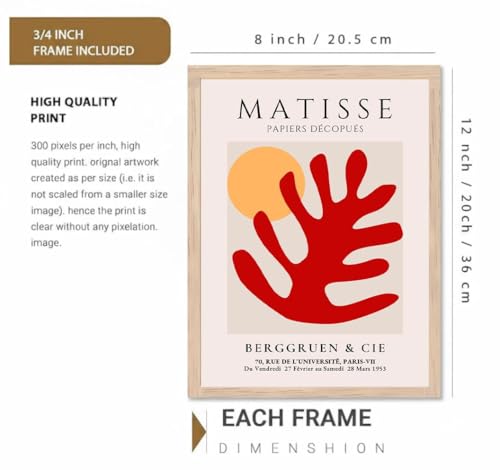 Image of BLINKART Henri Matis Aesthetic Modern Art Walls With Frame | Natural Wood Texture | Living Room Bedroom Office Wall Decoration | Poster Home Decor Frames Wall Bedroom | 12x8 Inches (D237)