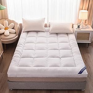 Traditionele Japanse Futon Matras, 4 inch Dikke Vloermatras Slapen Tatami Mat Oprollen Camping Matras, Draagbare Vloer Logeerbed,Wit,King