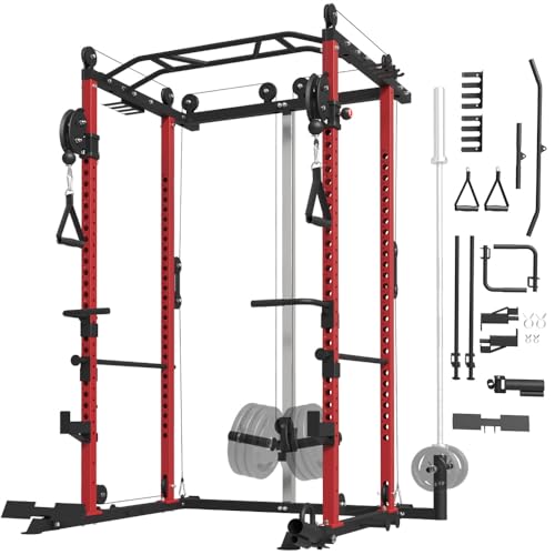 FAGUS Power Cage, Multi-Function Power Rack with LAT Pulldown, Se...