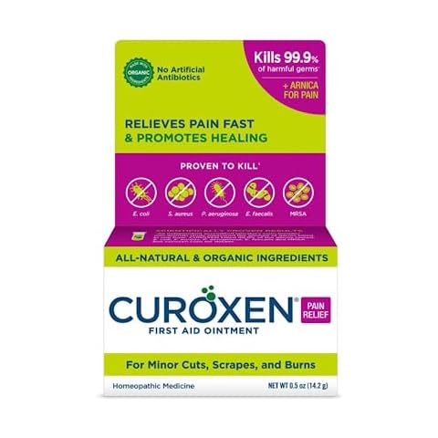 CUROXEN First Aid Ointment - Pain Relief Ointment with Arnica, Topical Ointment for Cuts, Scrapes, and Burns, All-Natural & Organic Ingredients, First Aid Supplies, 0.5 oz Vertical Cover
