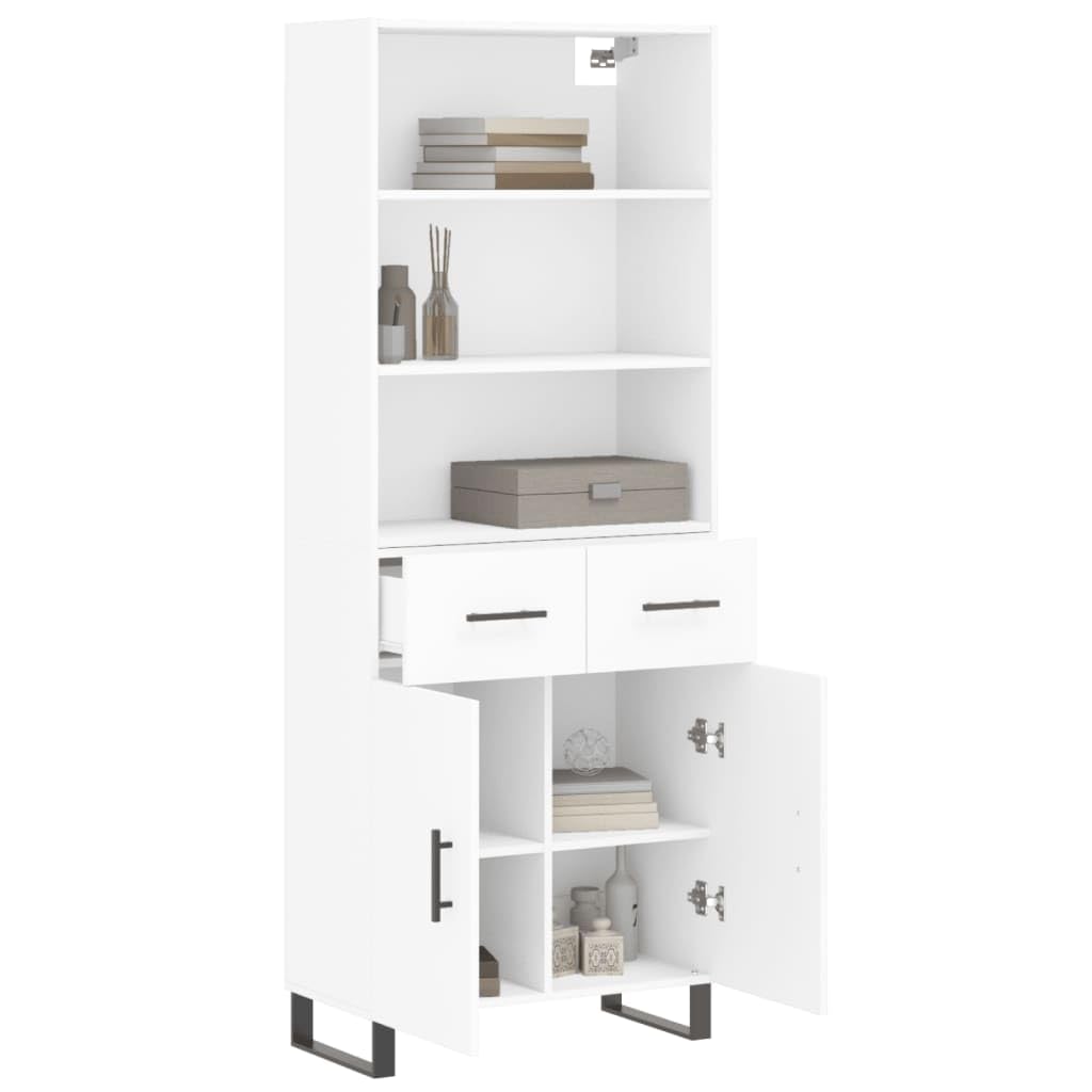 Armadio alto, bianco, 69,5 x 34 x 180 cm, in legno, multiuso