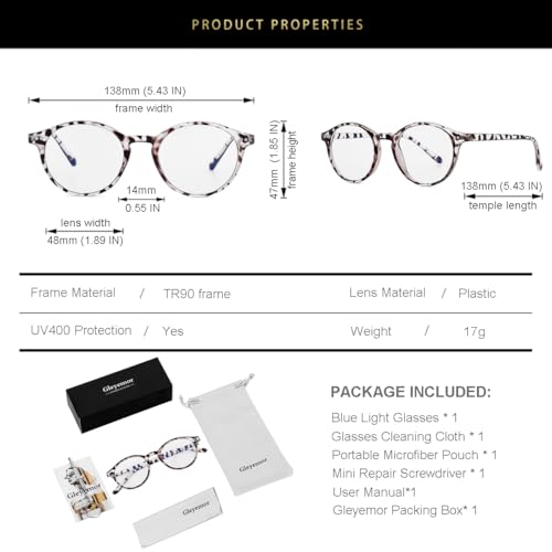Image of Blue Light Glasses for Men Women, Vintage Round Frame Eyeglasses | Blue Light Blocking Glasses, Lightweight TR90 Frame, Work Gaming Daily Screen Office Computer Use