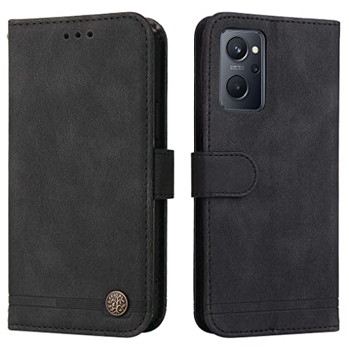 SEAHAI Cuero Funda para OPPO A96 / OPPO A76 / Realme 9i / OPPO A36 Billetera Estuche, Carcasa con Tarjetero/Cierre Magnético/Suporte/Bloqueo RFID, Ultradelgado Cartera Flip Cover Case - Negro