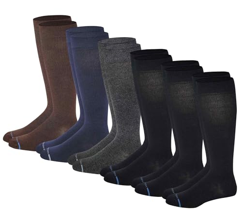 Dr. Motion Men 6 pairs pack everyday compression knee high socks (Assorted Solid Color)