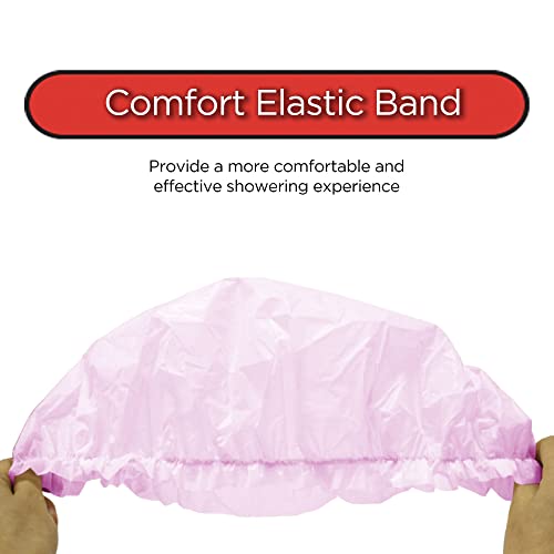Donna Super Jumbo Shower Cap Waterproof Material 1Pc For Women Or Men Shower Cap For Roller Sets, Afros, Twist, Silk Wraps And More Reusable (Pink Color) #TOP3
