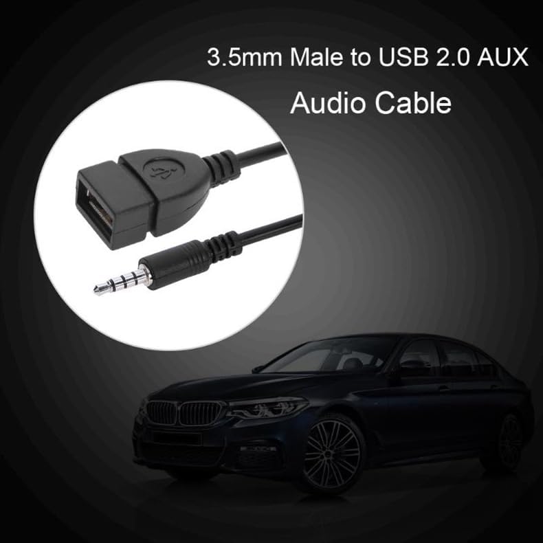 Aux to USB for Car Stereo System with MP3 Decoding Function, 3.5mm Male Audio Jack Plug to USB 2.0 Female MP3 Adapter Cable Car Playing Music Thru U-Disk Vehicle Auxiliary Adaptor