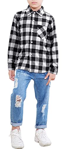 Image of Betusline Boys' Button Down Plaid Shirt