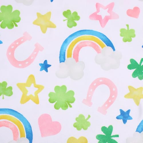 Shamrock Toddler Girl Dress Green Clover Print Short Sleeve Dress 3-8Y4