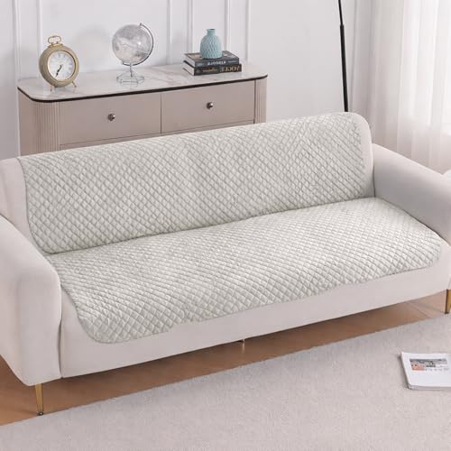 Image of HOKIPO Quilted Sofa Cover for 3 Seater for Seat & Back, 'Quilt Classic' Light Grey (IN-927-LGRY*2)