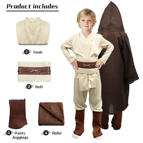Calevoit COSTUMEJEDI KIDS Costume Tunic Hooded Robe Costume Jediuniform Halloween Cosplay Costume Boys thumb #3