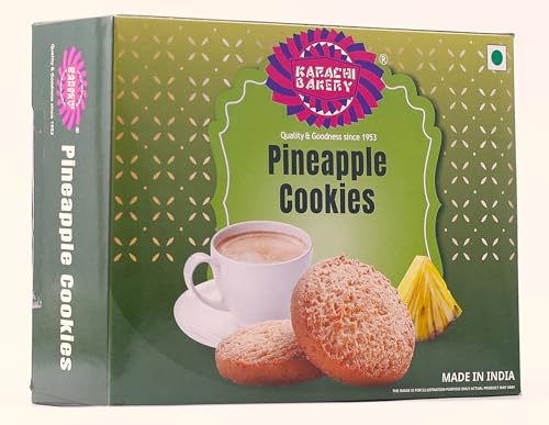 Image of Karachi Bakery Pineapple Flavour Cookies 400gm | Tea Time Snack | Delicous Snack | Vegetarian