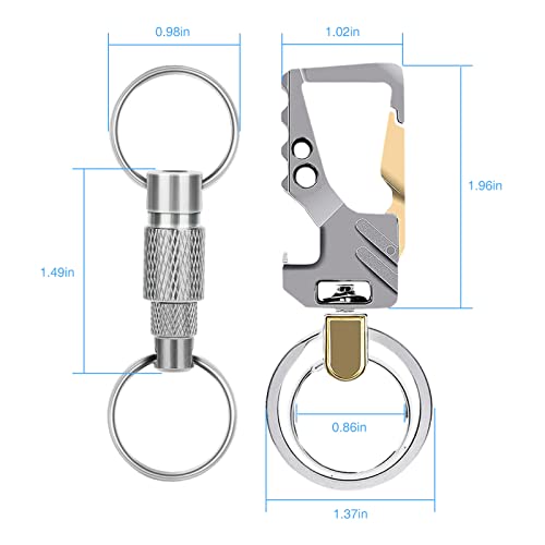 Oppselve Quick Release Swivel Keychain，Retractable Key Chain Detachable Keychain Clip，Multifunctional Carabiner Keychain For Men And Women (Gray) #TOP2