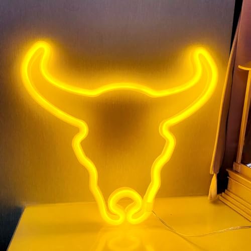 Image of Cow Neon Sign Led Cute Western Cowboy Light up Sign for Wall Bedroom Dorm Bar Counter Party Indian Decor,LED Neon Night Lights Battery and USB Powered,Neon Lights Cow Gifts for Kids